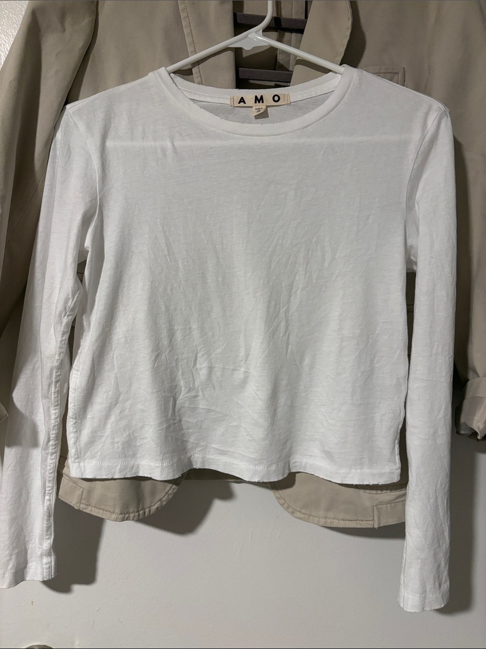 AMO White Long-Sleeve Crewneck Tee- XS- no stains, worn twice-